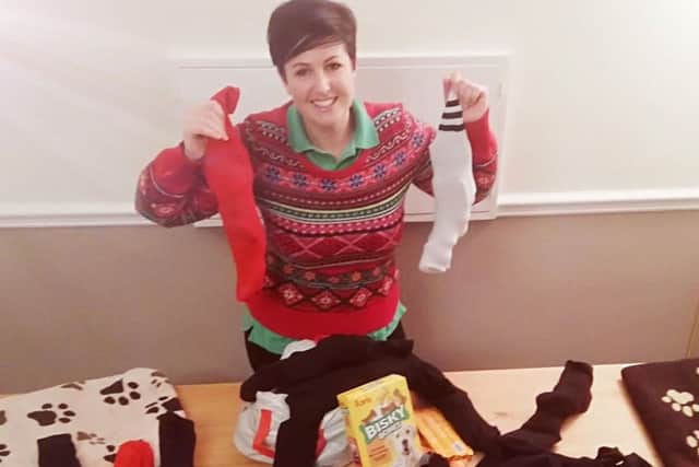 Aimee Prentis, 34, from West Worthing has put together Christmas stockings for dogs belonging to homeless people in the town centre