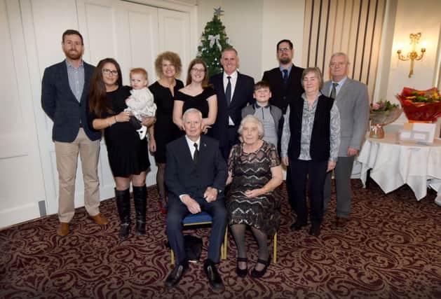 Diamond wedding celebration of Ken and Edith Ellis at Bannatyne Spa Hotel.

Four generations of the family. SUS-181215-132228001