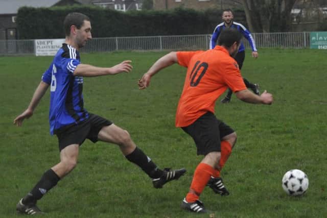 The JC Tackleway on the ball during their 3-1 win away to Hollington United II