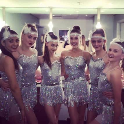 Some of the dancers ready in their sparkles for the show