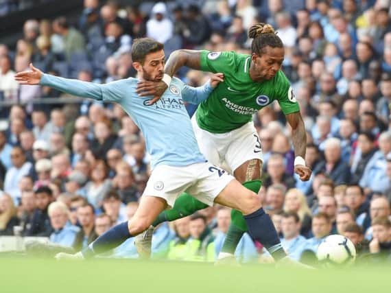 Manchester City midfielder Bernardo Silva in action against Brighton. Picture by PW Sporting Photography