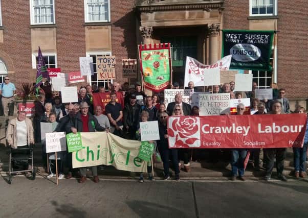 Housing support cuts protest outside County Hall in October