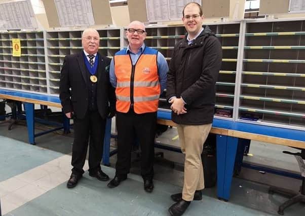 Councillor Garry Wall visits Haywarrds Heath Royal Mail delivery office SUS-181219-150215001