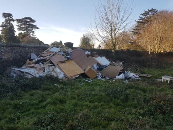 Waste flytipped near Hastings Cemetery. Photo courtesy of Rother District Council. SUS-181219-161006001