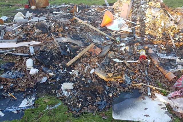 Waste flytipped near Hastings Cemetery. Photo courtesy of Rother District Council. SUS-181219-161017001