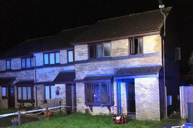 The house in Highclere Way, Durrington, was cordoned off after the fire
