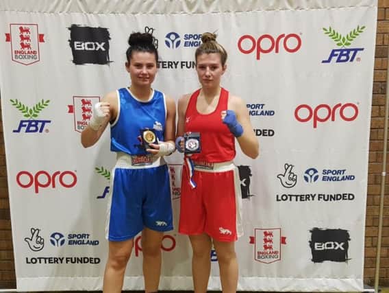 Katie (left) and Abigail Wawman at the England Boxing event in Manchester