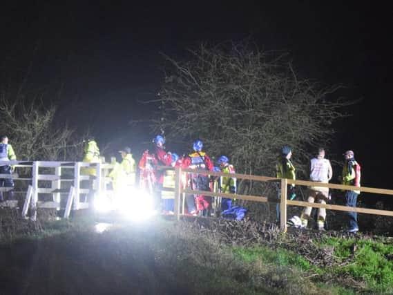 Emergency services on scene in Alfriston after a person reported to have fallen in the river (photo by Dan Jessup)