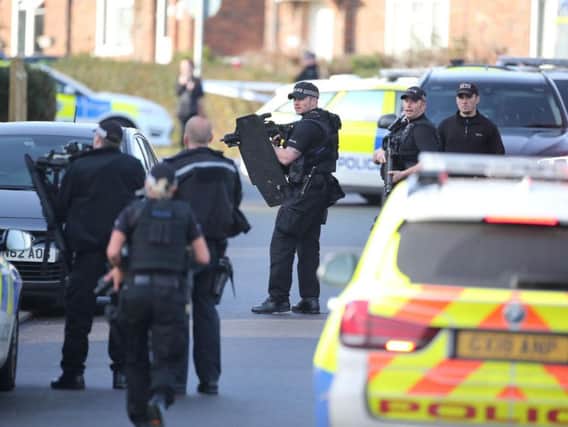 Armed police in the Barn Cottage area of Haywards Heath following a stabbing on Friday night, photo by Eddie Mitchell