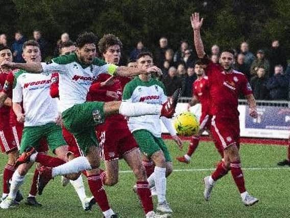 Action from Worthing's clash against rivals Bognor. Picture: Tommy McMillan