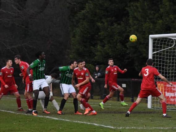 Gary Elphick scores the equaliser. Picture by Chris Neal