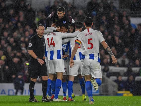 Albion celebrate a goal against Crystal Palace