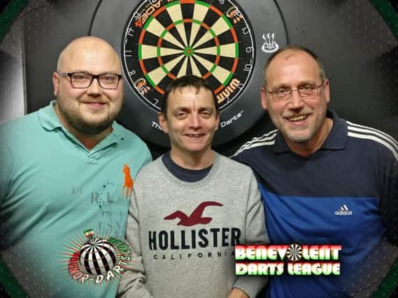 Division 1 trebles winners Lee Franklin, Dave Owens and Richard Ragless