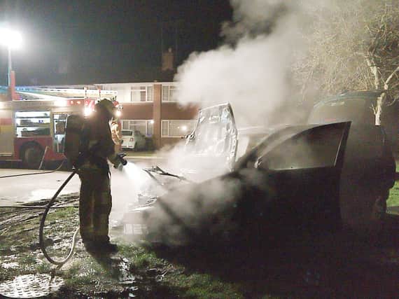 The car fire in Northcourt Close, Rustington