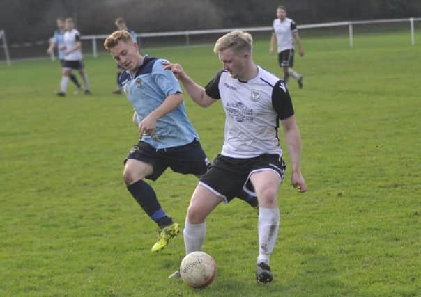 Liam Foster on the ball during Bexhill United's 5-1 win at home to Hailsham Town. Pictures by Simon Newstead