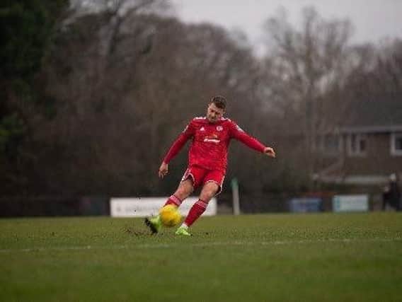 Ollie Pearce netted for Worthing against Corinthian Casuals. Picture: Marcus Hoare