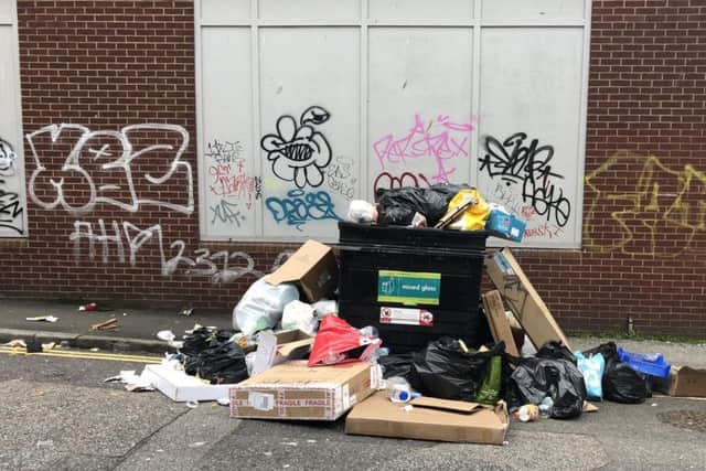 Rubbish piling up in Windsor Street, Brighton (Photograph: Paul Zara)