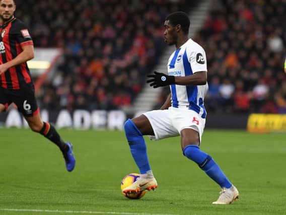 Yves Bissouma on the ball during Albion's Premier League defeat to Bournemouth last month. Picture by PW Sporting Photography