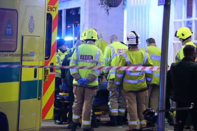 Three people were injured in a collision outside The Three Fishes pub in Chapel Road, Worthing
