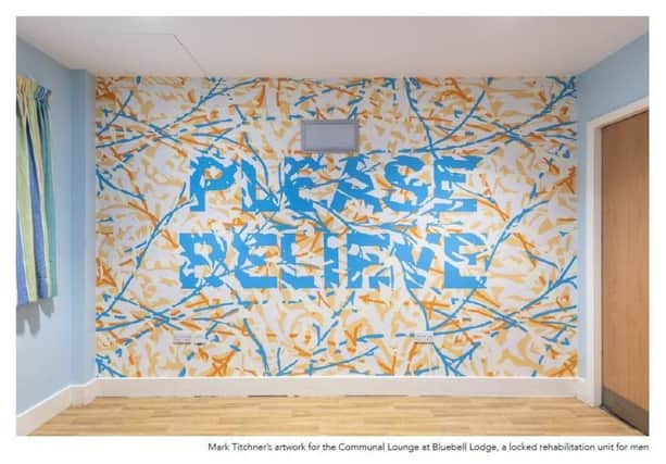 An art installation created by Hospital Rooms at a mental health unit, the work of Mark Titchner