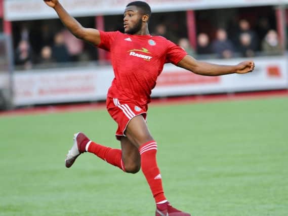 David Ajiboye netted his 15th goal of the season at Margate. Picture: Stephen Goodger