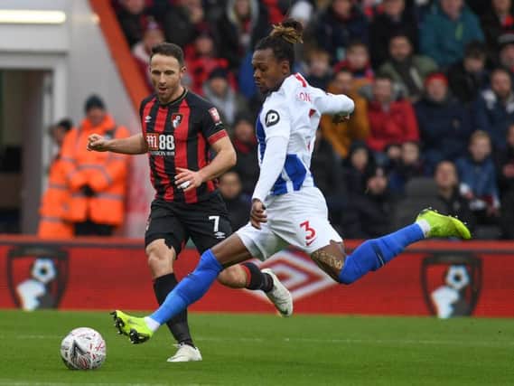 Brighton left-back Gaetan Bong in action during Saturday's win at Bournemouth. Picture by PW Sporting Photography