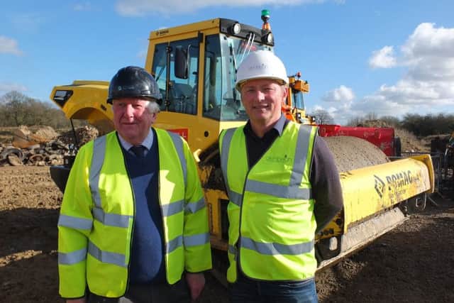 Work at the Fairbridge Way site in Burgess Hill is progressing well. Councillor Andrew MacNaughton and Colin Whelan of Glenbeigh Developments Ltd