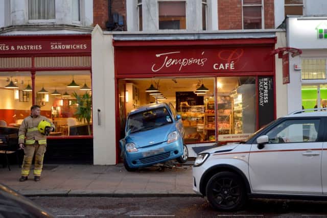 A car has crashed into Jempson's Cafe, in Western Road, Bexhill