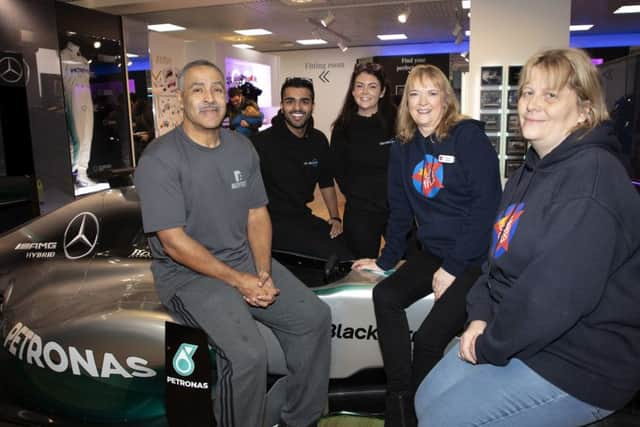 Daley Thompson at Churchill Square with Rosie Molloy and Claire Clements from the Starr Trust and Kesh Patel and Sophie Byles from Mercedes. Picture: Graham Franks Photography