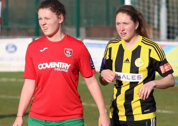 Darcey James, pictured right doing her defensive duties, proved the match-winner for Crawley Wasps at Coventry (Picture: Jeff Bennett). SUS-190801-095123002