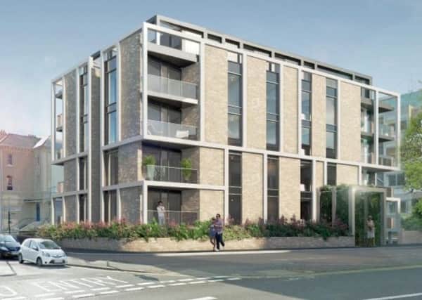 An artist's impression of the redeveloped Eastbourne House from Gildredge Road