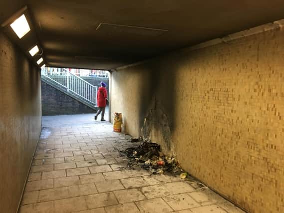 Where the fire took place in the underpass under Oaklands Way