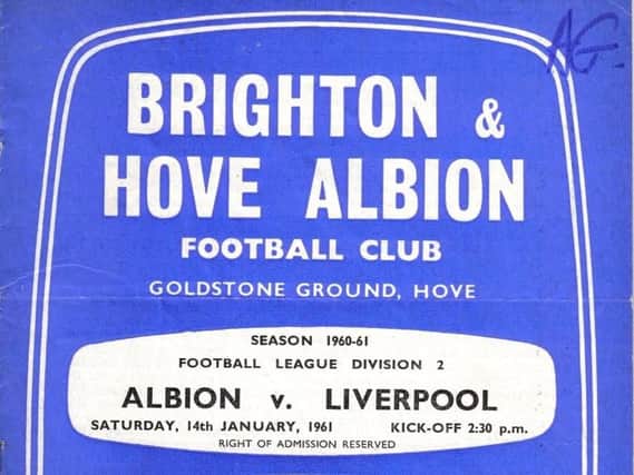 The front cover of the programme when Albion played  Liverpool in 1961