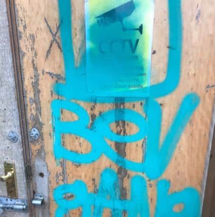 The graffiti tag left after the burglary at The Llama park in East Grinstead