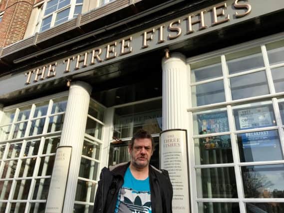 Kevin Long, 55, outside The Three Fishes pub in Chapel Road, Worthing