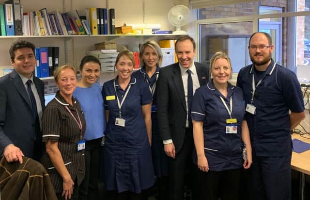 Secretary of State with Huw Merriman MP and the Frailty team