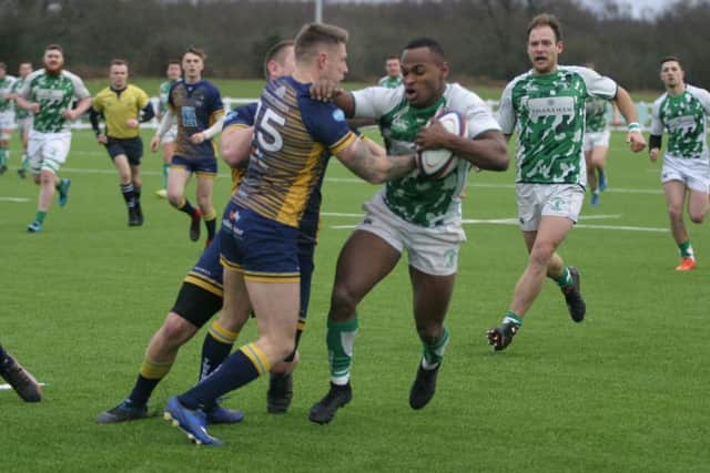 Declan Nwachukwu (2) in action for Horsham RUFC. Photo by Clive Turner