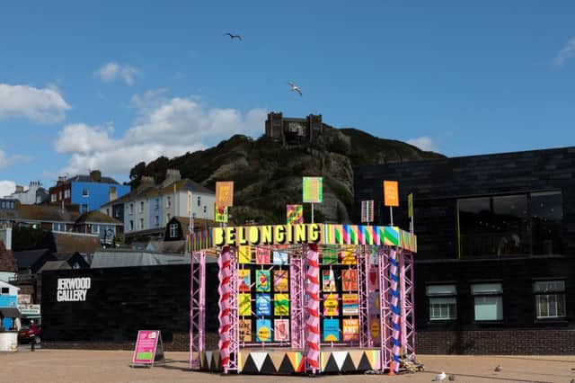 Belonging Bandstand by Morag Myerscough. Coastal Currents Arts Festival 2018, Hastings UK. Photo by Alexander Brattell.