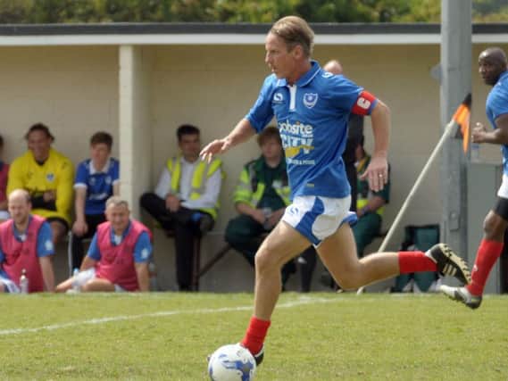 Paul Walsh in familiar style playing for a Pompey legends team in 2016