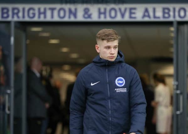 Brighton & Hove Albion's Max Sanders walks out at the Amex. Picture by BHAFC Paul Hazlewood