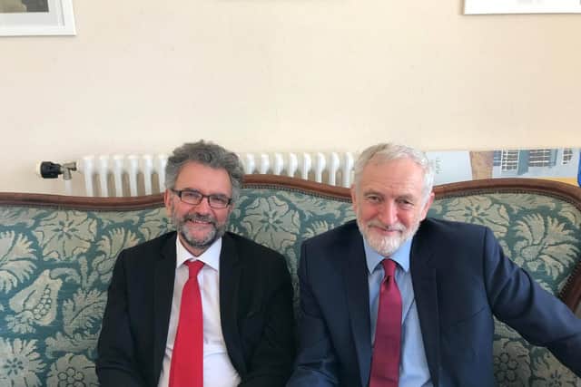 Leader of Hastings Borough Council and Hastings and Rye parliamentary candidate Peter Chowney with Jeremy Corbyn