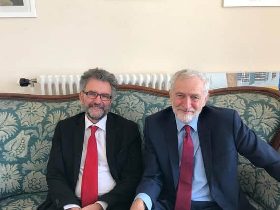 Leader of Hastings Borough Council and Hastings and Rye parliamentary candidate Peter Chowney with Jeremy Corbyn