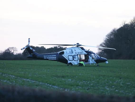 Air ambulance on the scene in Angmering