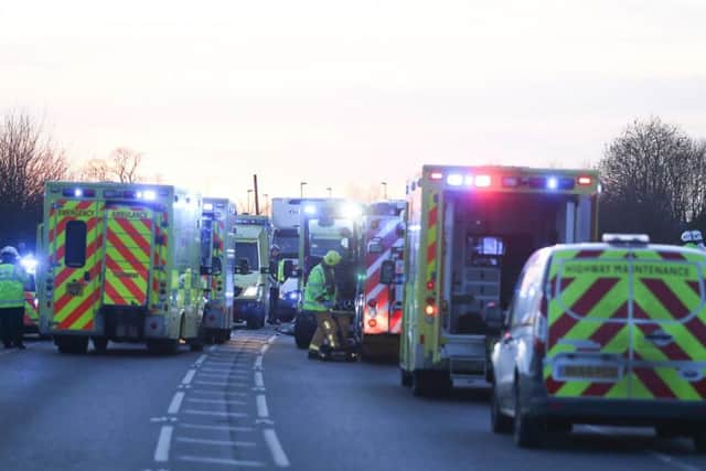 The scene of the accident on the A280 in Angmering, which has been shut for hours