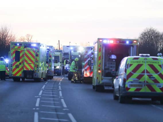 The scene of the accident on the A280 in Angmering, which has been shut for hours