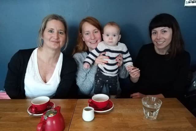 Left to right: Brighton PANDAS group founders Heidi Wood, Laura McLaren (with her son Otis), and Ali Clifton