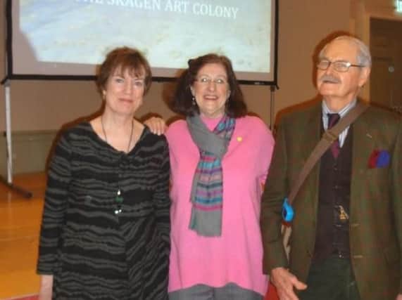 (L to R) Lecturer Kathy McLauchlan; Arts Society Chichester Chairman, Susie Jardine; and Society Member Mervyn Kilpatrick.