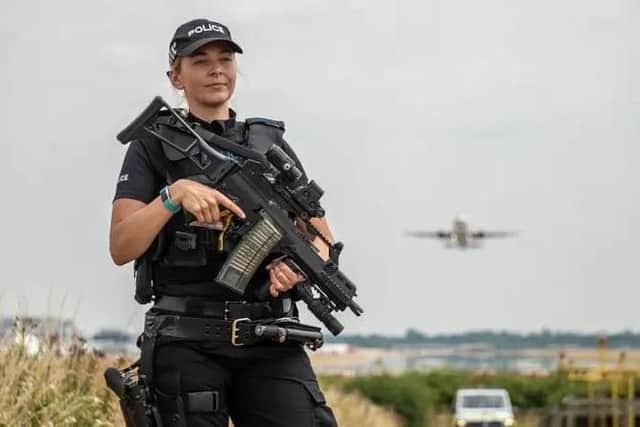 Armed police at Gatwick Airport last month