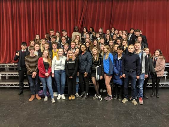 Steyning Grammar School students with Game of Thrones star Maisie Williams
