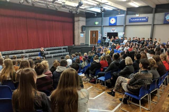 Students turned out in force to hear Maisie speak at Steyning Grammar School